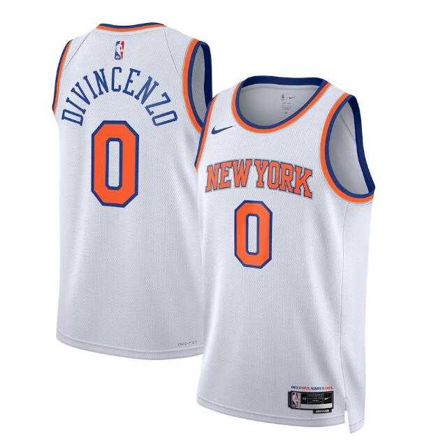 Men%27s New Yok Knicks #0 Donte DiVincenzo White Association Edition Swingman Stitched Basketball Jersey Dzhi
